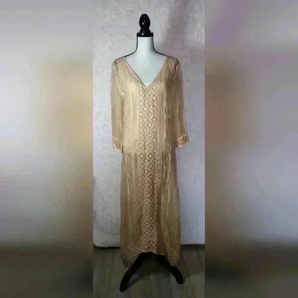 Sundance Yauvan Embroidered Sheer Maxi Cover Up Size M
